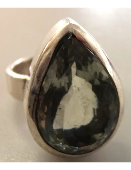 Prasiolite gemme goute bague argent
