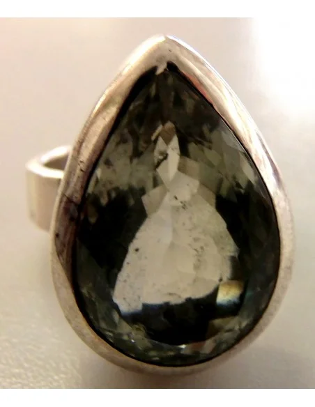 Prasiolite gemme goute bague argent