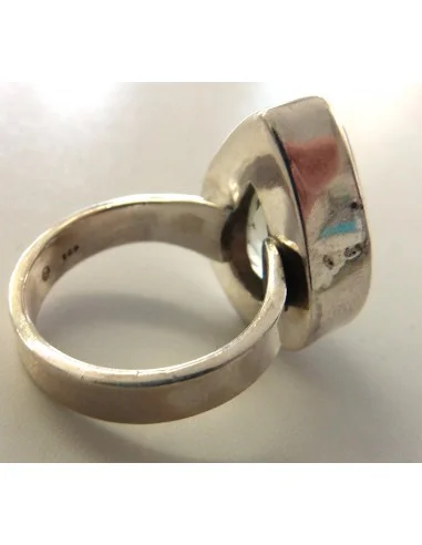 Prasiolite gemme goute bague argent