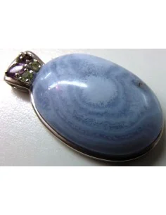Calcedonie bleue pendentif argent