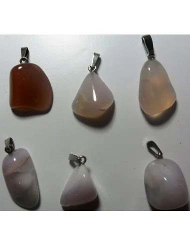 Calcedoine rose, Calcedonie rose pendentif argent