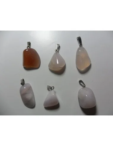 Calcedoine rose, Calcedonie rose pendentif argent