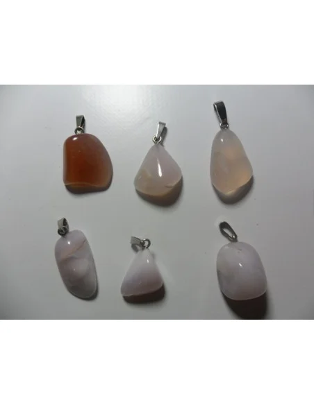 Calcedoine rose, Calcedonie rose pendentif argent