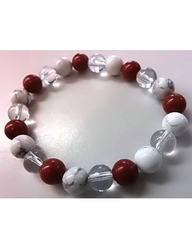 Bracelet magnesite, howlite, jaspe rouge 8mm