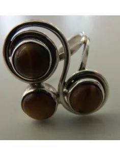 Oeil de tigre argent bague T52