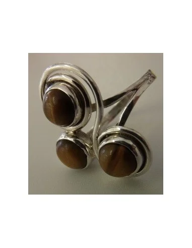 Oeil de tigre argent bague T52