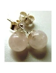 Boucles d'oreilles quartz rose 6mm pouce 2
