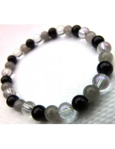 Labradorite, Aqua aura, tourmaline noire bracelet 6mm 2