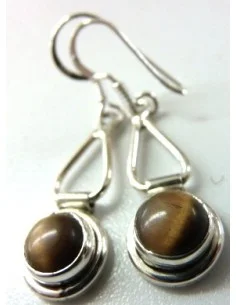 Boucles doreilles oeil tigre argent
