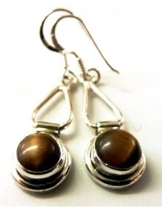 Boucles doreilles oeil tigre argent 2