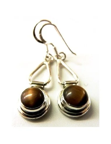 Boucles doreilles oeil tigre argent