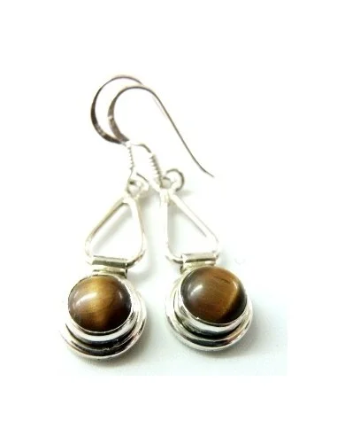 Boucles doreilles oeil tigre argent
