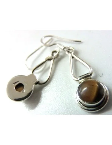 Boucles doreilles oeil tigre argent