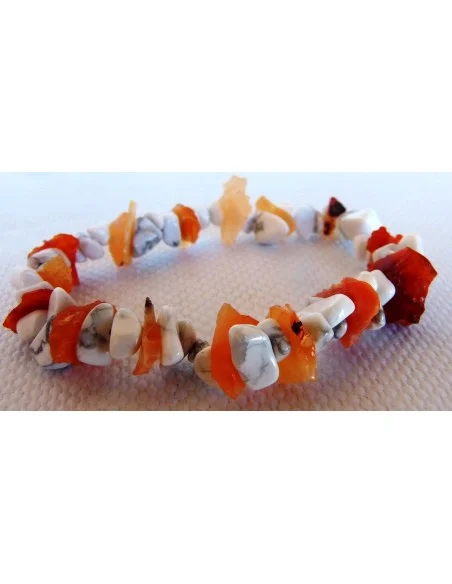 Opale de feu, magnésite, howlite bracelet