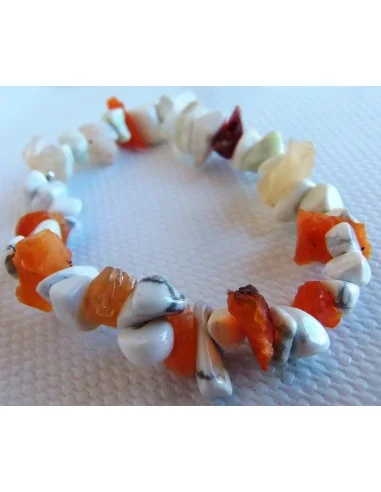 Opale de feu, magnésite, howlite bracelet