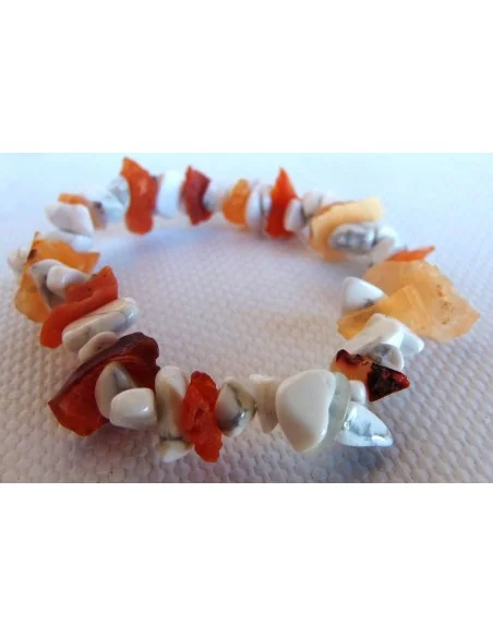 Opale de feu, magnésite, howlite bracelet