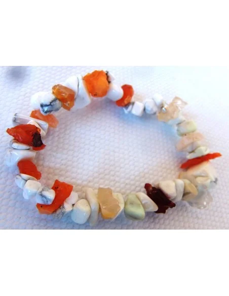 Opale de feu, magnésite, howlite bracelet