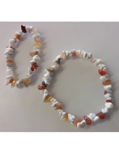Opale de feu, magnésite, howlite bracelet