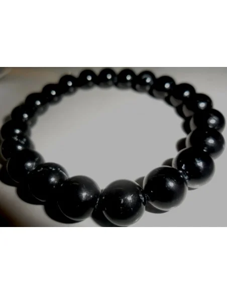 Bracelet boules 1cm  en turmaline noire Bracelet boules 1cm  en turmaline noire