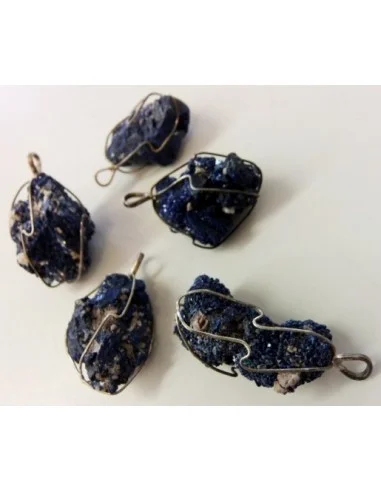 Azurite cristallisee en pendentif