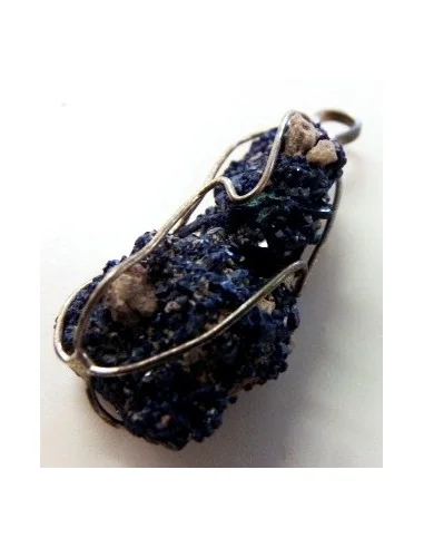 Azurite cristallisee en pendentif