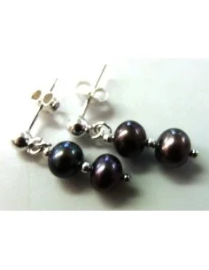 Perle noire boucles d'oreilles 2