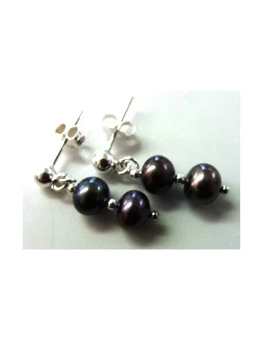 Perle noire boucles d'oreilles