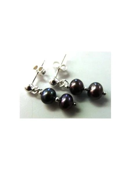 Perle noire boucles d'oreilles