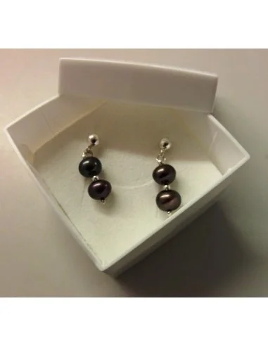 Perle noire boucles d'oreilles
