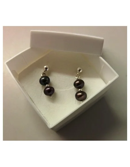 Perle noire boucles d'oreilles