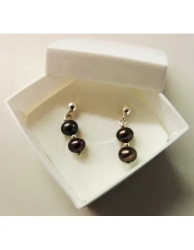 Perle noire boucles d'oreilles