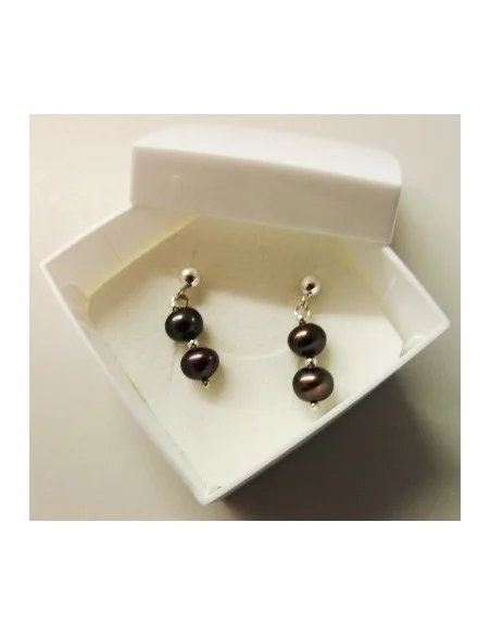 Perle noire boucles d'oreilles