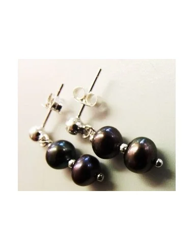 Perle noire boucles d'oreilles