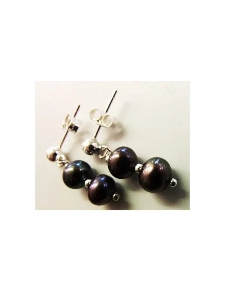 Perle noire boucles d'oreilles