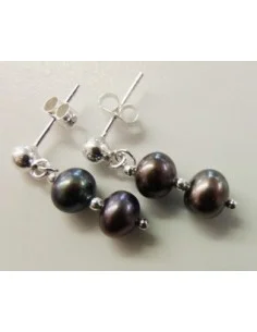 Perle noire boucles d'oreilles