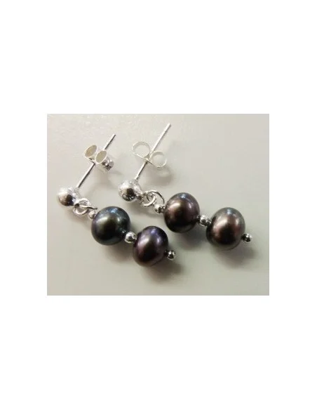 Perle noire boucles d'oreilles