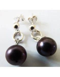Perle noire boucles d'oreilles