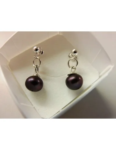 Perle noire boucles d'oreilles