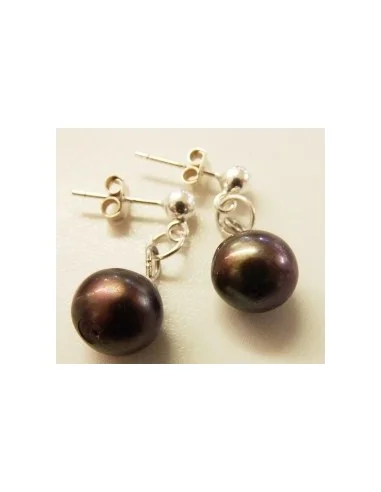 Perle noire boucles d'oreilles