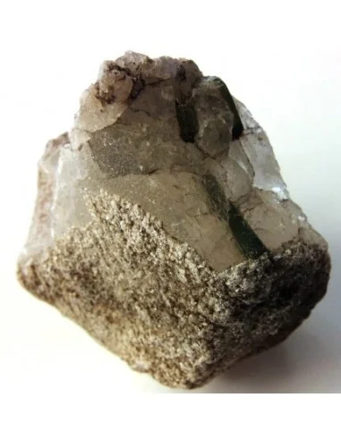 Tourmaline verte sur quartz