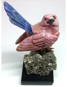 Oiseau opale rose sur pyrite