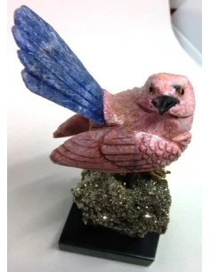 Oiseau opale rose sur pyrite 2