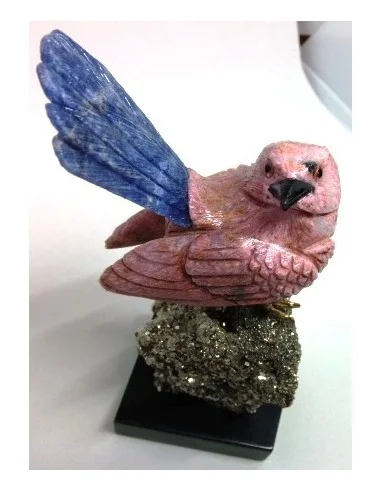 Oiseau opale rose sur pyrite