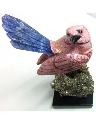 Oiseau opale rose sur pyrite