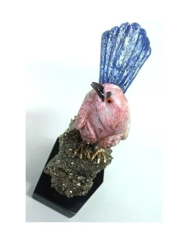 Oiseau opale rose sur pyrite