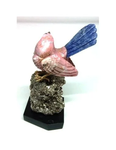 Oiseau opale rose sur pyrite