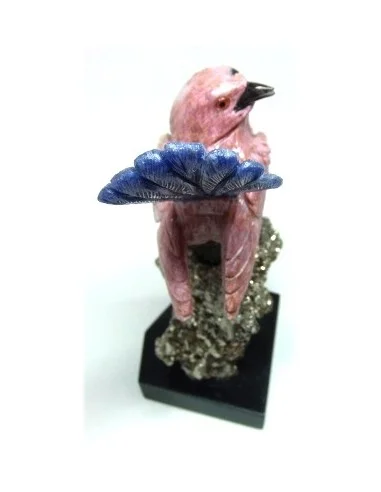 Oiseau opale rose sur pyrite
