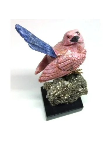Oiseau opale rose sur pyrite