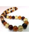 Collier 3 couleurs Ambre 10mm
