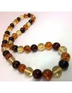 Collier 3 couleurs Ambre 10mm 2